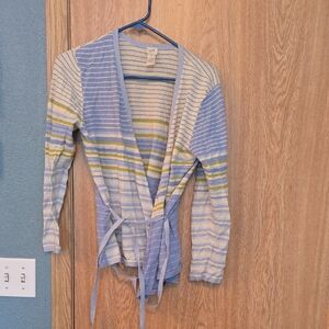 J. Jill Striped Wrap Cardigan - Blue and Green